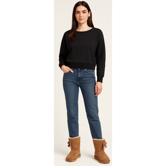 L’AGENCE Kimora Ballet Neck Black Sweatshirt New With Tags Size Small - Picture 4 of 16